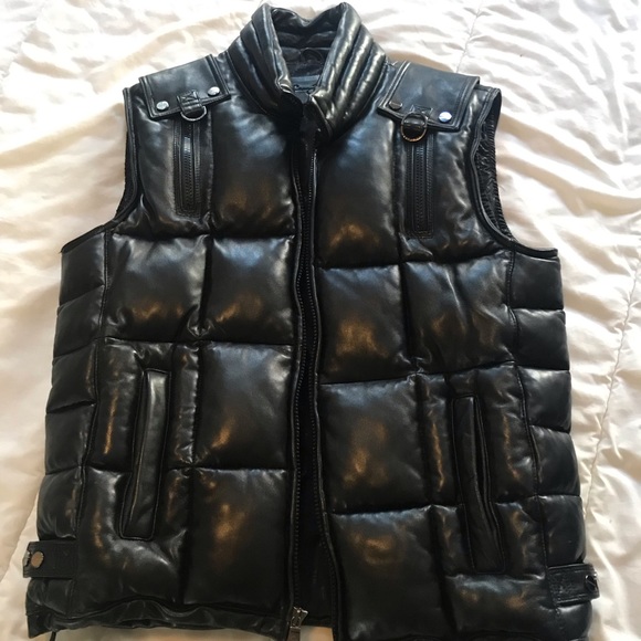 Sean John Leather Down Vest 